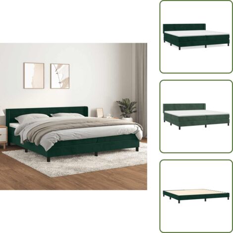 Cama de terciopelo - vidaXL Cama box spring con colchón terciopelo verde oscuro 200x200 cm - Cama con cabecero ajustable