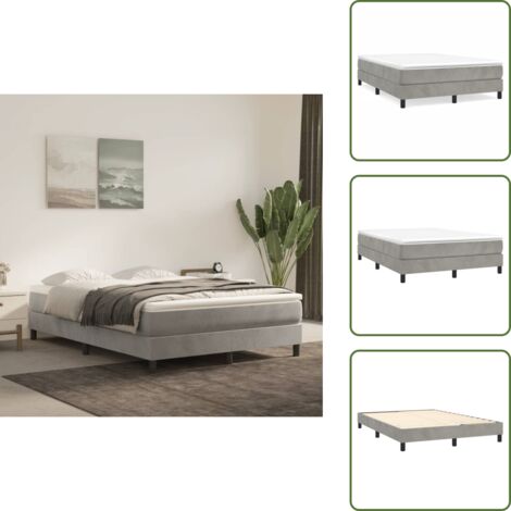 Cama de terciopelo - vidaXL Estructura de cama con somier terciopelo gris claro 140x200 cm - Cama gris claro