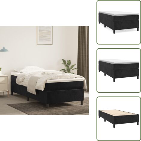 Cama de terciopelo - vidaXL Estructura de cama con somier terciopelo negro 90x190 cm - Cama negra