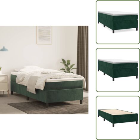 Cama de terciopelo - vidaXL Estructura de cama con somier terciopelo verde oscuro 90x190cm - Cama verde oscuro
