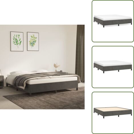 Cama de terciopelo - vidaXL Estructura de cama sin colchón terciopelo gris oscuro 160x200cm - Cama de madera