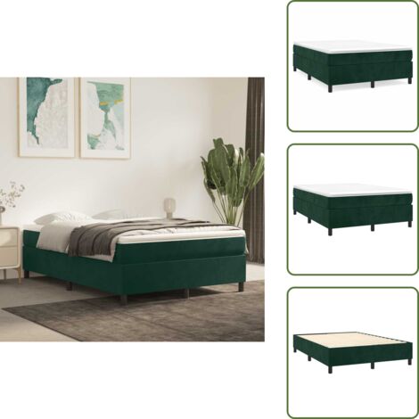 Cama de terciopelo - vidaXL Estructura Estructura de cama con somier terciopelo verde oscuro 140x190 cm - Cama verde oscuro