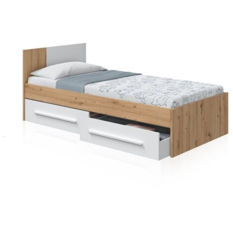 Cama Dess Blanco Artik (Blanco Mate) - Roble Nodi (ancho) x 77cm (alto)