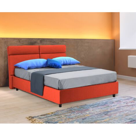 Cama Doble Annus, Colchón Incluido, Hecho en Italia, Naranja