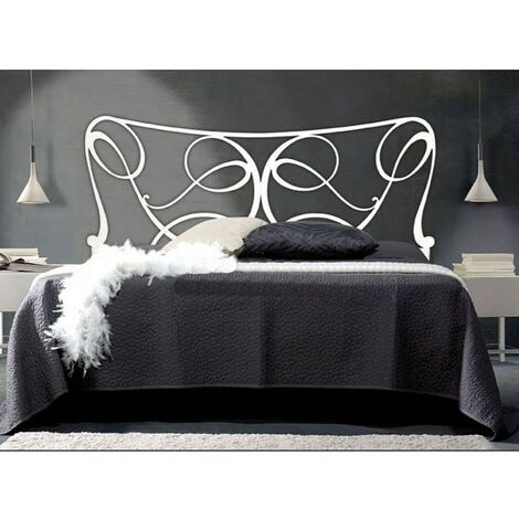 Cama doble con cabecero de hierro blanco y contenedor 170x200xh.130 cm