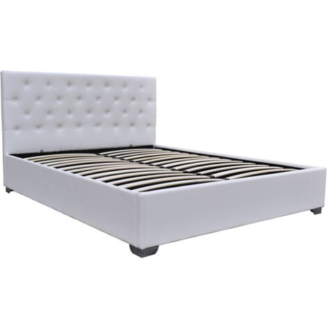 Cama doble con cofre "Tino" - 160 × 200 cm - Blanco