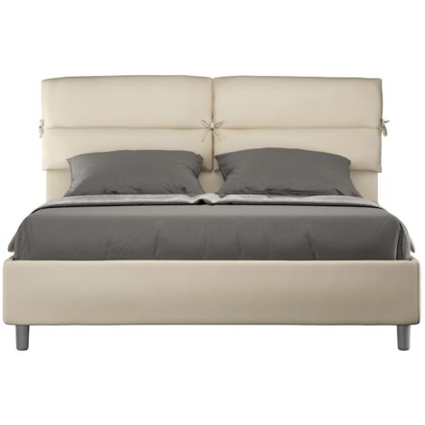 Cama doble container 160x190 con cojines capitoné acolchados Nandy  Color: Beige