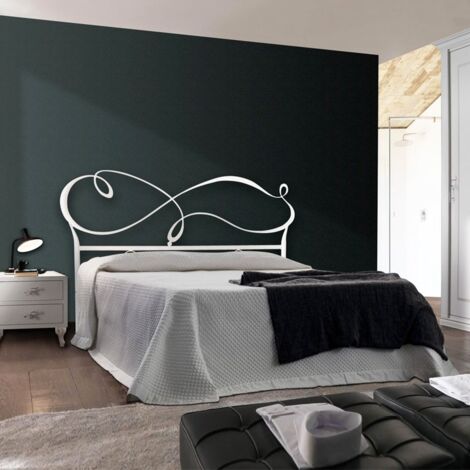 Cama doble de hierro con estructura de cama de hierro NUVOLA blanca 186x208x h126 cm