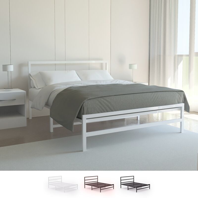 

Llb Living Life Bed - Cama doble de metal con somier de lamas 160 x 200 Skjern | Color: Blanco