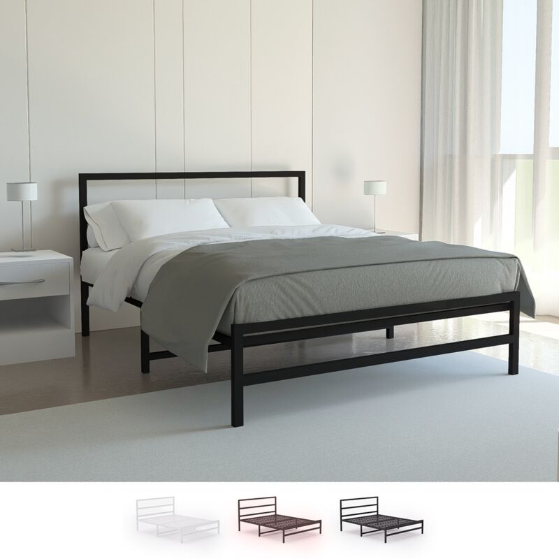 

Cama doble de metal con somier de lamas 160 x 200 Skjern | Negro
