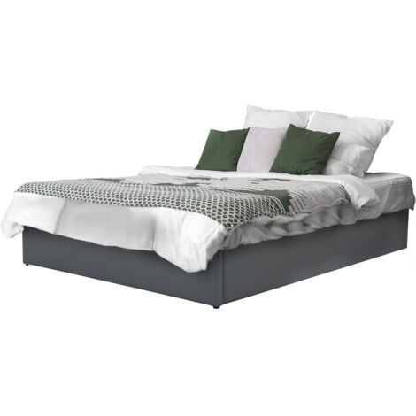 Cama doble de PVC con box "Ava" - 140 x 190 cm - Gris