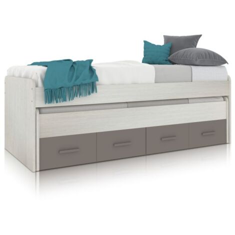 Cama doble juvenil Axim Blanco Alpes - Basalto (ancho) x 69cm (alto)