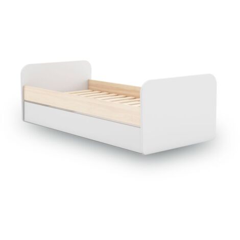 Cama doble juvenil Misty Breeze Blanco - Oak Soft (ancho) x 65cm (alto)