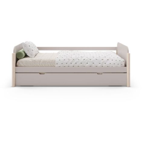 Cama doble juvenil Misty Dawn Beige - Oak Soft (ancho) x 68cm (alto)