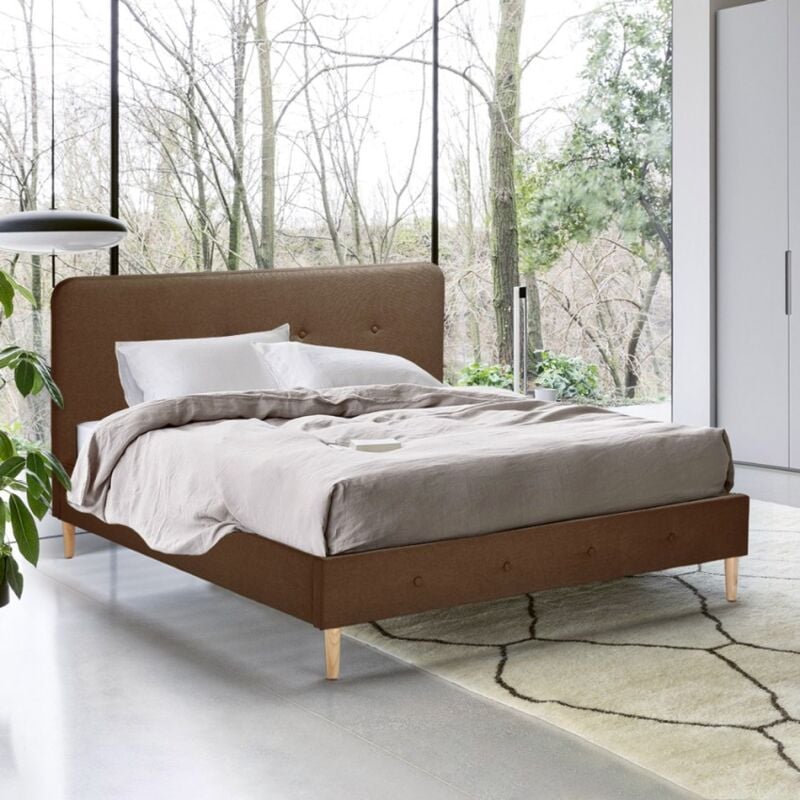 

Llb Living Life Bed - Cama doble matrimonial Tejido nórdico de madera con red 160x190 Friborg King | Color: Marrón