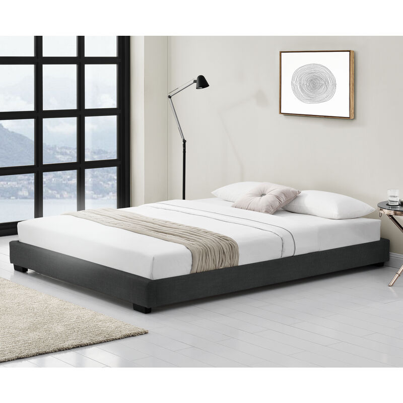 

Corium - Cama doble - Tapizado en piel sintética - 140 x 200 cm - Somier moderno con Listones para Cama - Negro