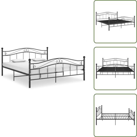 Cama doble - vidaXL Estructura de cama sin colchón metal negro 140x200 cm - Cama de acero