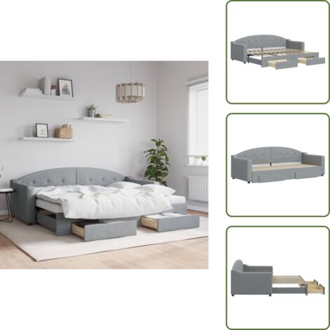 Cama doble - vidaXL Sofá cama nido con cajones tela gris claro 80x200 cm - Almacenamiento
