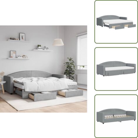 Cama doble - vidaXL Sofá cama nido con cajones tela gris claro 80x200 cm - Almacenamiento