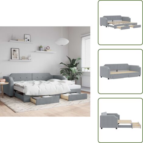 Cama doble - vidaXL Sofá cama nido con cajones tela gris claro 80x200 cm - Almacenamiento