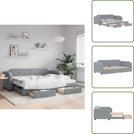 Cama doble - vidaXL Sofá cama nido con cajones tela gris claro 90x200 cm - Almacenamiento