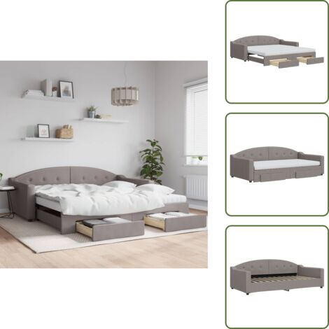 Cama doble - vidaXL Sofá cama nido con cajones tela gris taupe 100x200 cm - Almacenamiento