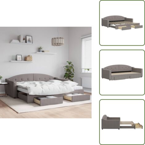 Cama doble - vidaXL Sofá cama nido con cajones tela gris taupe 90x200 cm - Almacenamiento