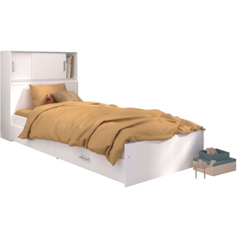 MIROYTENGO Cama Dormitorio Juvenil Infantil Candy con Cajones bajos Color Blanco Mate 90x200 cm