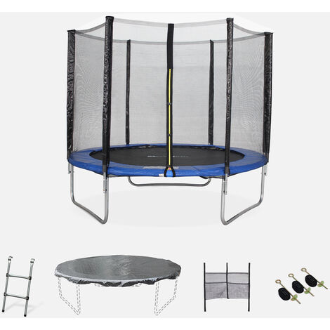 Cama elástica 245 cm, hasta 150 kg, kit completo, trampolín Azul, Pluton XXL