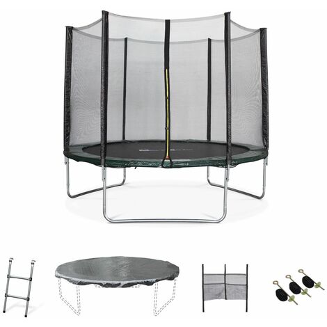 Cama elástica 245 cm,hasta 150 kg, kit completo,Verde, Pluton XXL