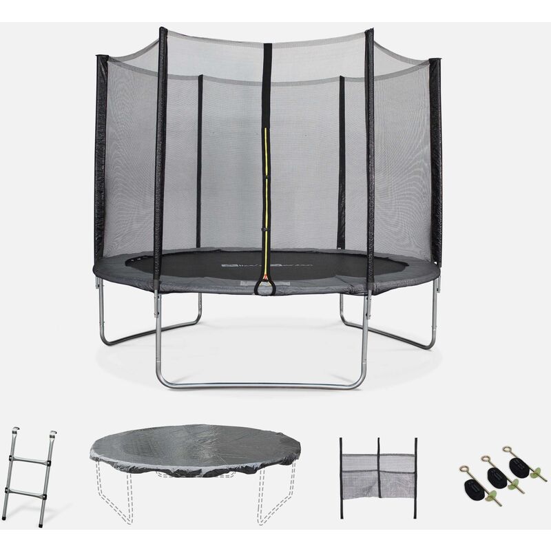 

Alice's Garden - Cama elástica, Trampolín de 305 cm, aguanta hasta 150 kg (estructura reforzada). Incluye: escalera + funda protectora + bolsillo