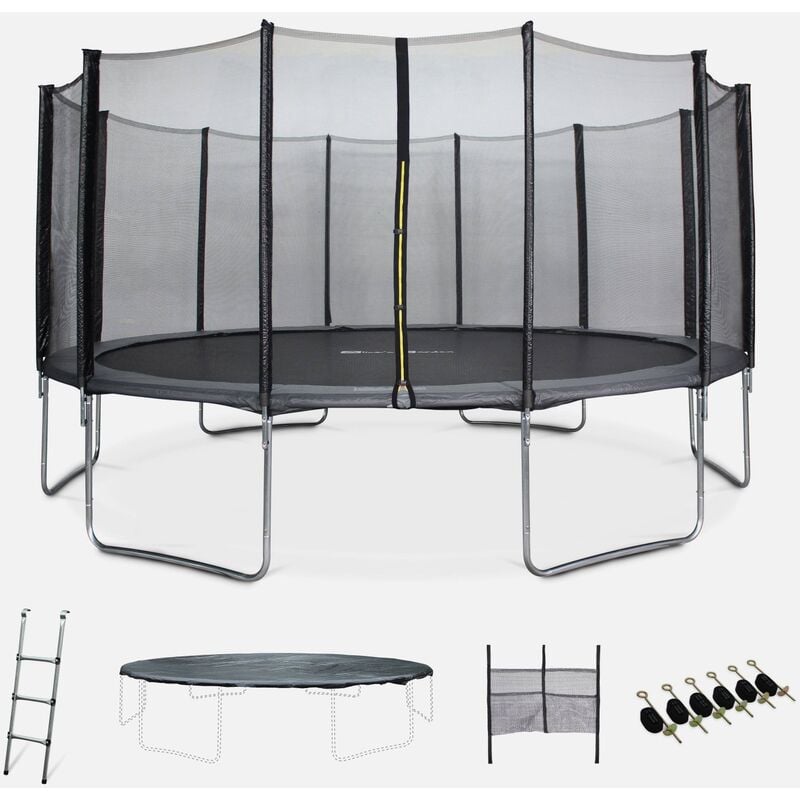 

Alice's Garden - Cama elástica, Trampolín de 490 cm, aguanta hasta 150 kg (estructura reforzada). Incluye: escalera + funda protectora + bolsillo