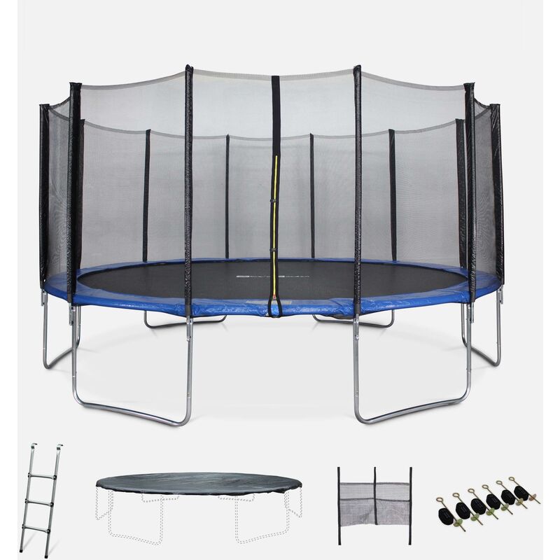 

Alice's Garden - Cama elástica, Trampolín de 490 cm, aguanta hasta 150 kg (estructura reforzada). Incluye: escalera + funda protectora + bolsillo