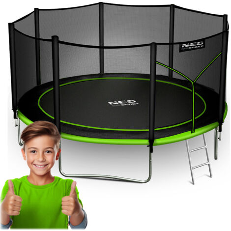 Cama elástica de jardín de 374 cm con red exterior y escalera Neo-Sport