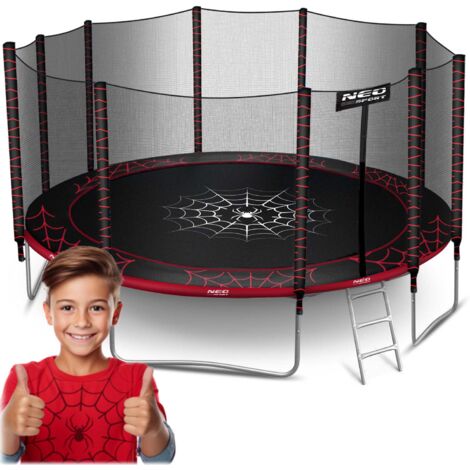 Cama elástica de jardín de 465 cm con red exterior y escalera Neo-Sport