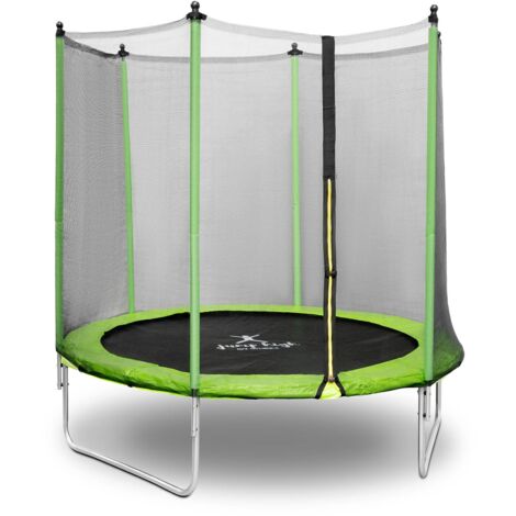 Cama elástica de jardín - diámetro 244 x 180 cm - 80 kg - red de seguridad - negro/gris 140008022