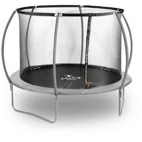 Cama elástica de jardín - diámetro 305 x 180 cm - 100 kg - red de seguridad - negro/gris 140008021