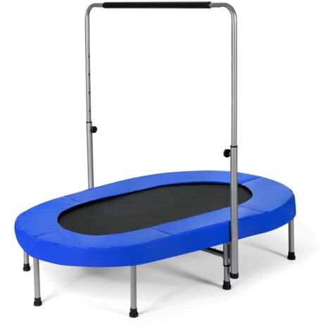 Cama elástica doble plegable 153 x 100 x 88-132 cm con asa ajustable 40 muelles robustos ambiente lúdico PVC azul 200014486