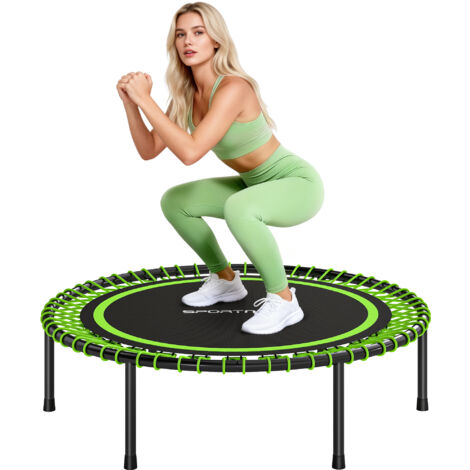 Cama Elástica Fitness Ø114 cm con Marco de Acero Reforzado para Entrenamiento Piernas Cuerpo Verde y Negro
