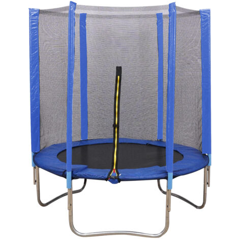 Cama elástica jardín Cama Elástica Infantil Ø152 cm con Red y Almohadillas de Seguridad, Marco de Acero, Fitness, Azul