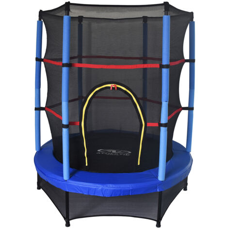 Cama Elástica para Niños Outdoor Toys Happy Jump Blue Ø140x160 cm Trampolín Infantil con Red de Seguridad