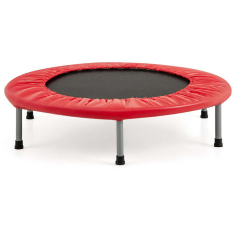 Cama elástica plegable de 955 cm de diámetro para uso interior y exterior con medidas de seguridad reforzadas y estructura estable de PVC rojo 200014492