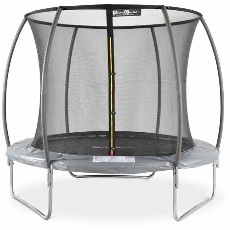 Cama elástica redonda Ø 250 cm gris con red de seguridad interna - Plutón INNER
