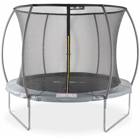 Cama elástica redonda Ø 305 cm gris con red de seguridad interna - Mars INNER - Nuevo modelo - cama elástica de jardín 3,05 m 305 cm | Calidad PRO. | Normas de la UE.