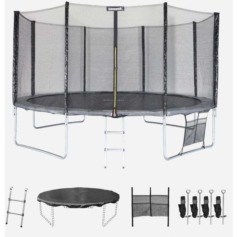

Alice's Garden - Cama elástica, Trampolín de 430 cm, aguanta hasta 150 kg (estructura reforzada). Incluye: escalera + funda protectora + bolsillo