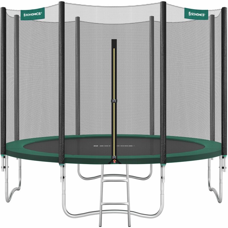 

Cama elástica, Trampolín, Redondo, 305 cm, para el Jardín, con Escalera, Caja de Red de Seguridad, Postes Rectos Acolchados, TÜV Rheinland Prueba de