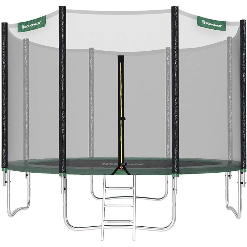 

Cama elástica, Trampolín, Redondo, 366 cm, para el Jardín, con Escalera, Caja de Red de Seguridad, Postes Rectos Acolchados, TÜV Rheinland Prueba de