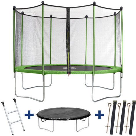 Cama elástica "Yoopi"- Ø 3.65 m - con red + escalera + cubierta de protección + kit de anclaje