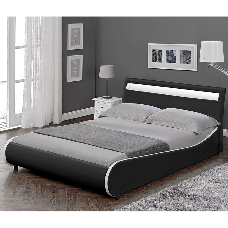 

Corium - Cama elegante tapizada en piel sintética - con sistema de iluminación LED - 180x200cm (negro)