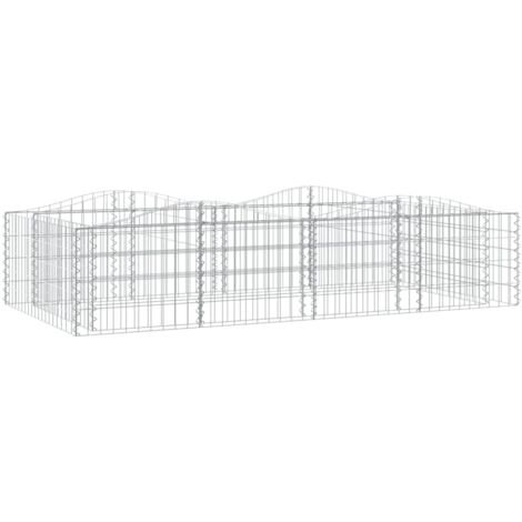 Cama elevada de gaviones arqueada 200 x 100 x 50 cm hierro galvanizado Plata 020039931